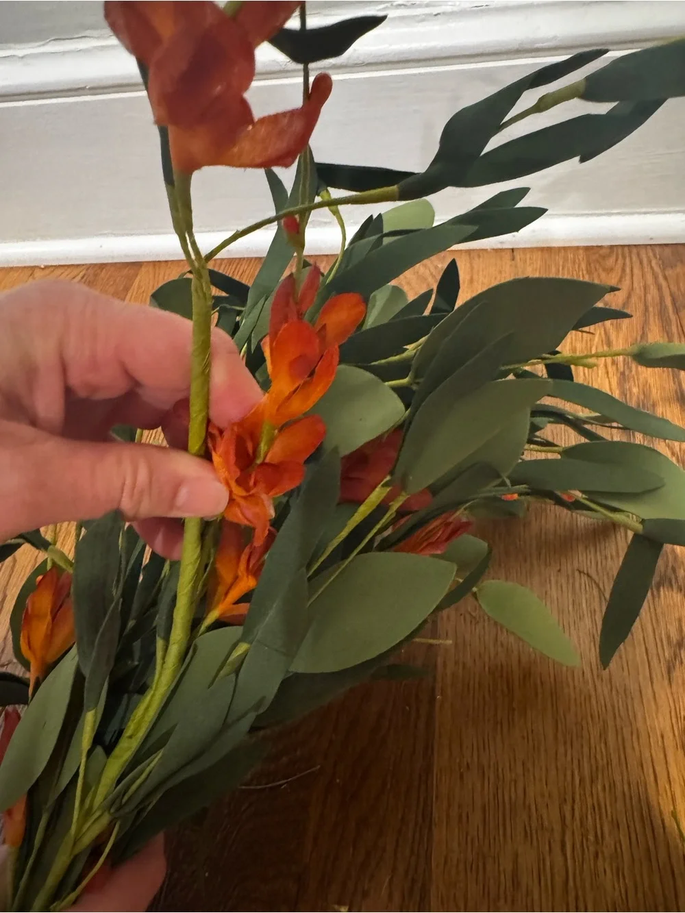 Artificial Orange Eucalyptus Spray - Decorative Home Accent